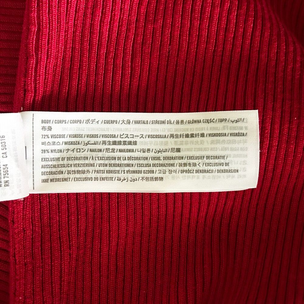 NWOT Hollister Red Ribbed Sweater Dress (L) Square Neckline Underbust Shaping - Picture 11 of 13
